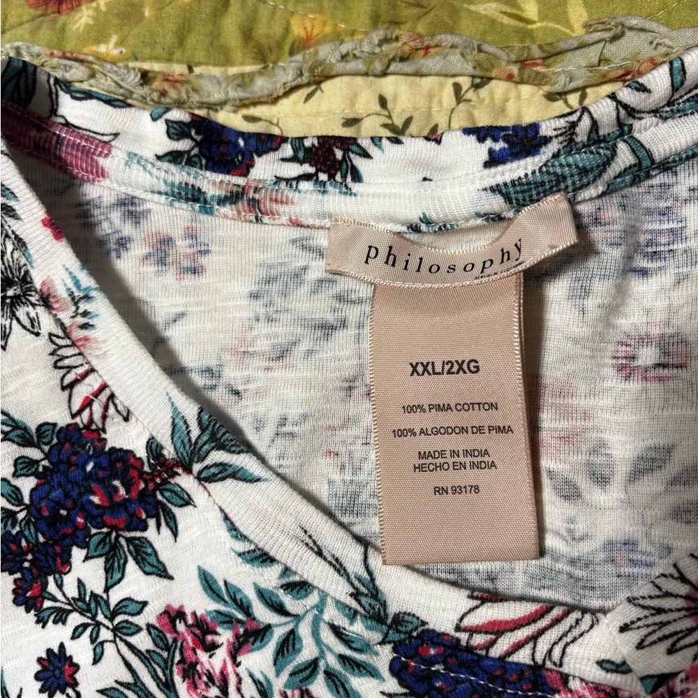 Philosophy Floral Quilt with Red and Green Accents